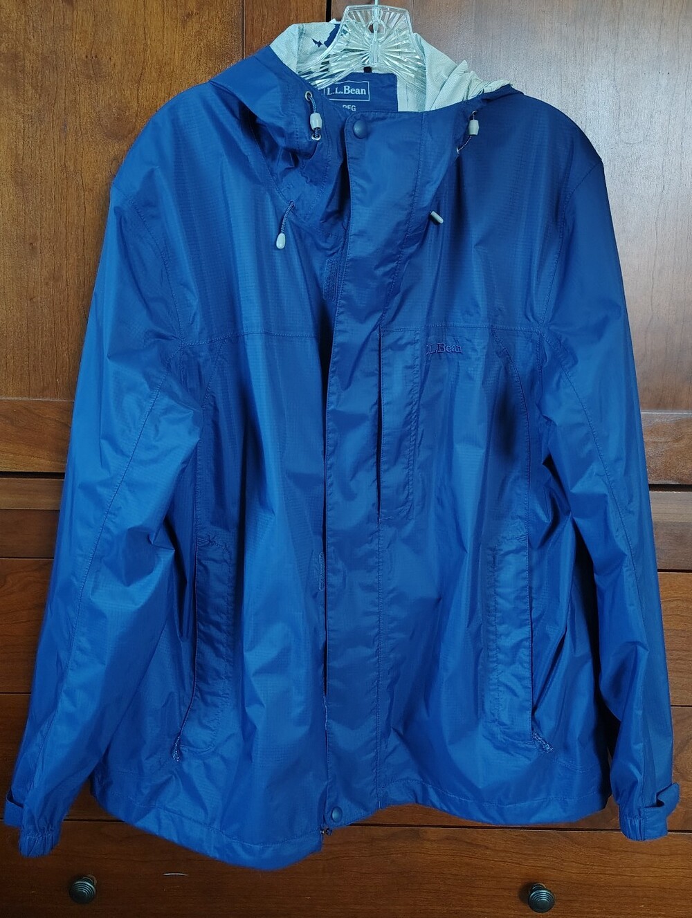 L.L. Bean Men's Royal Blue Hooded Raincoat Size L